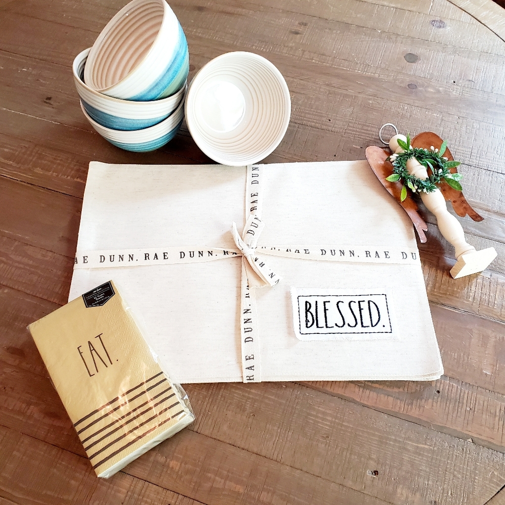 Rae Dunn 'BLESSED' Table Placemant & Napkin Bundle